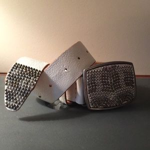 Belt, leather, white size small